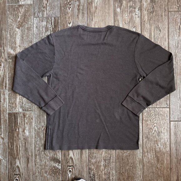 Vtg Y2K Waffle Knit Mens Thermal‎ Long Sleeve Graphic Charcoal Gray Gothi… - Picture 5 of 5